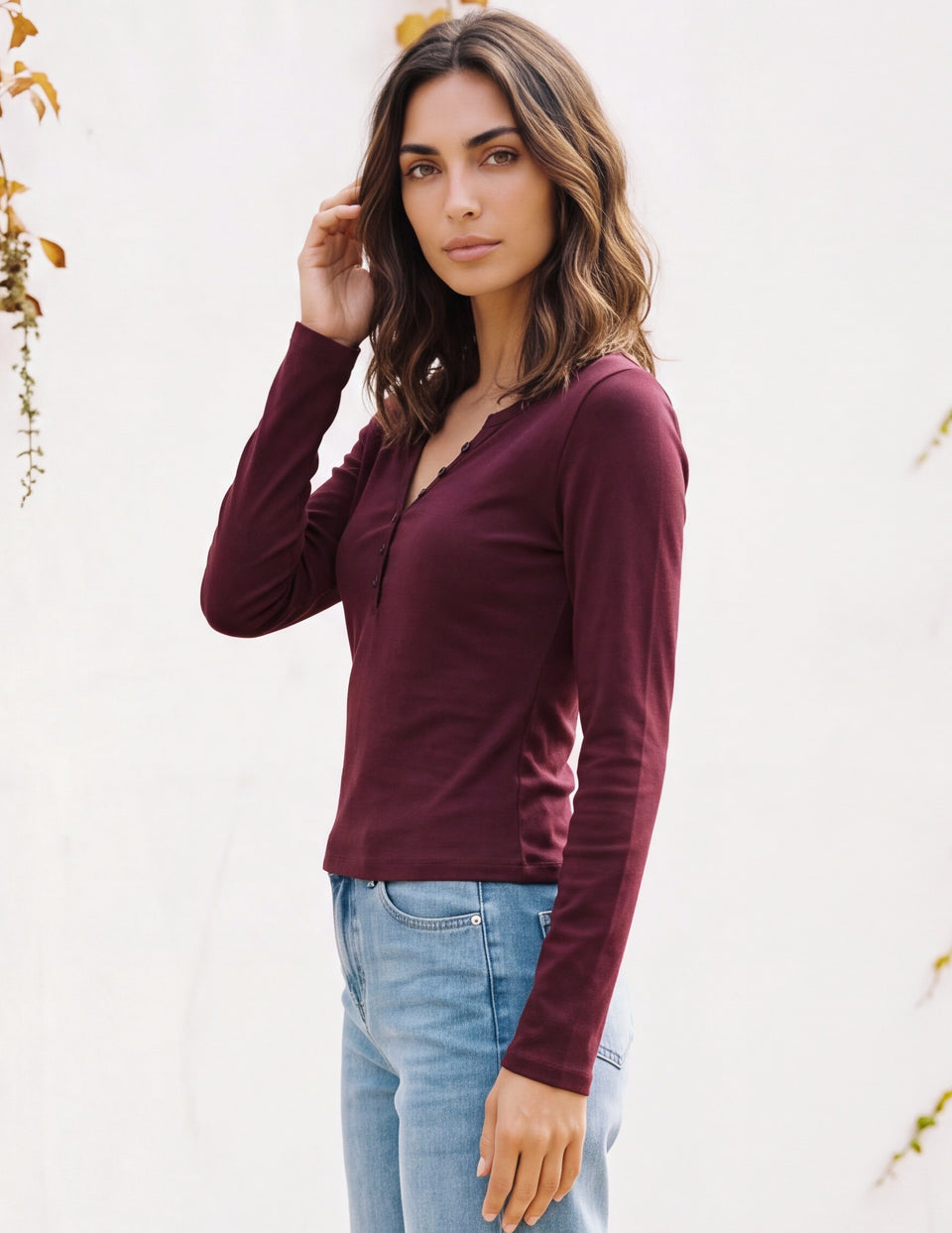 Cotton Naya Button Long Sleeve