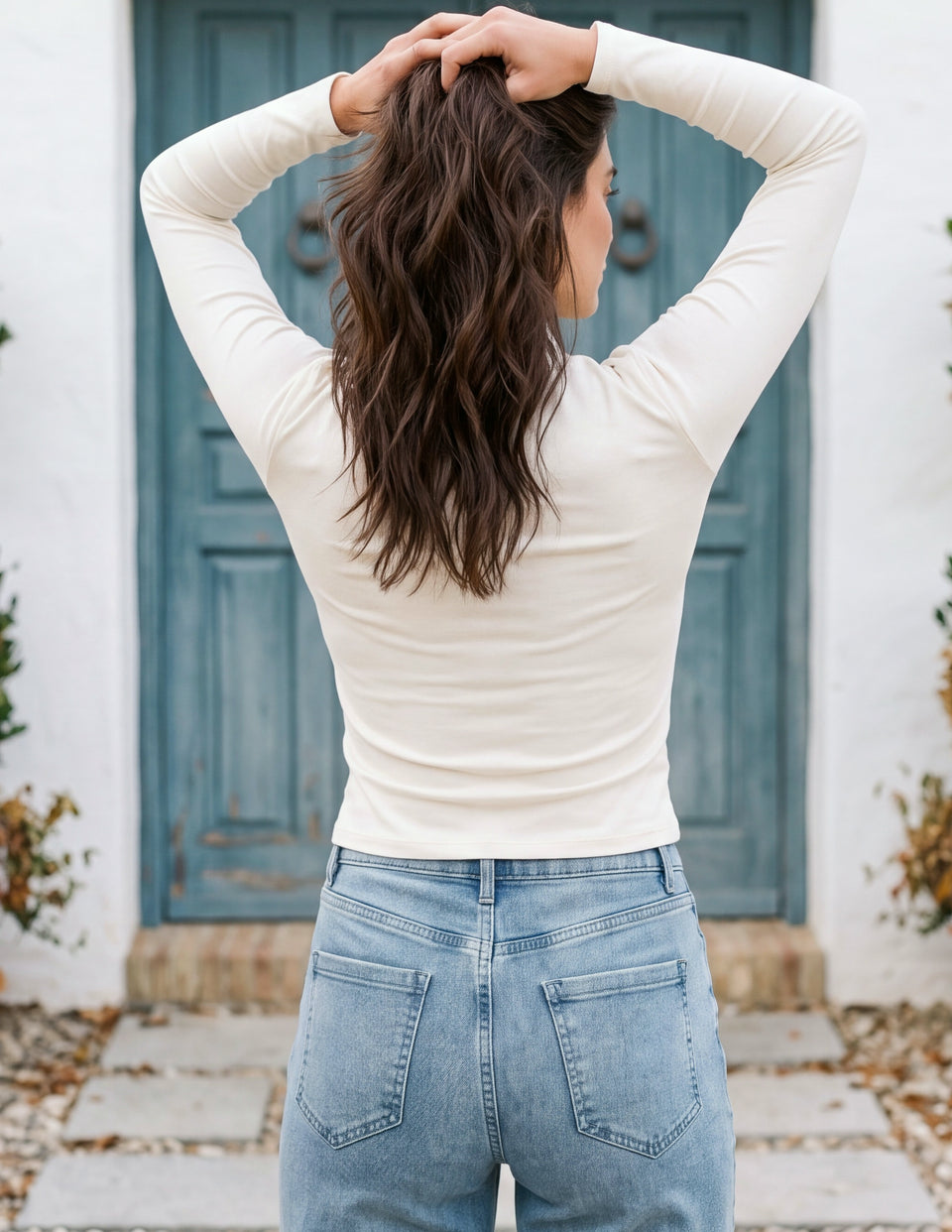 Cotton Simone Mock Neck Long Sleeve