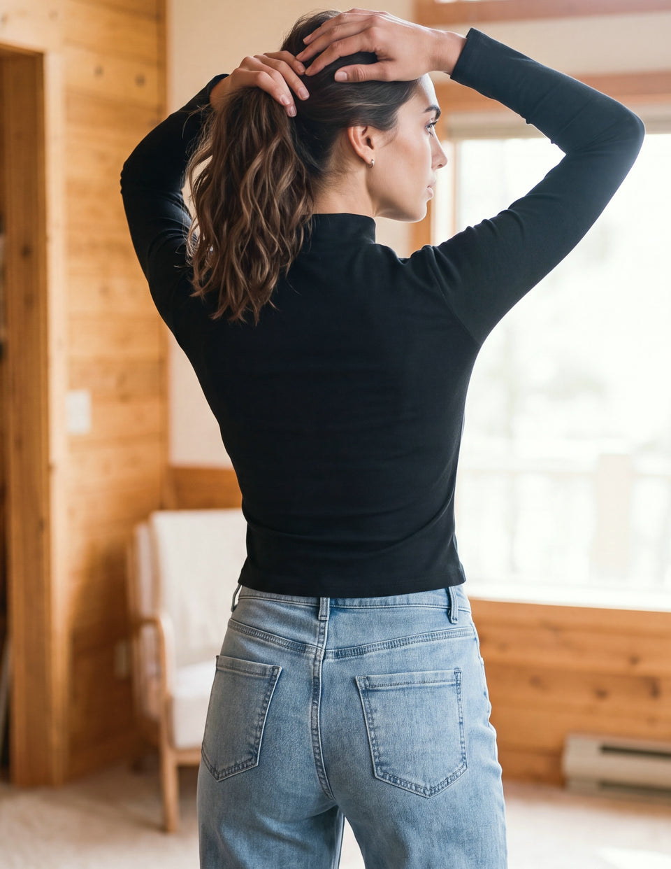 Cotton Simone Mock Neck Long Sleeve