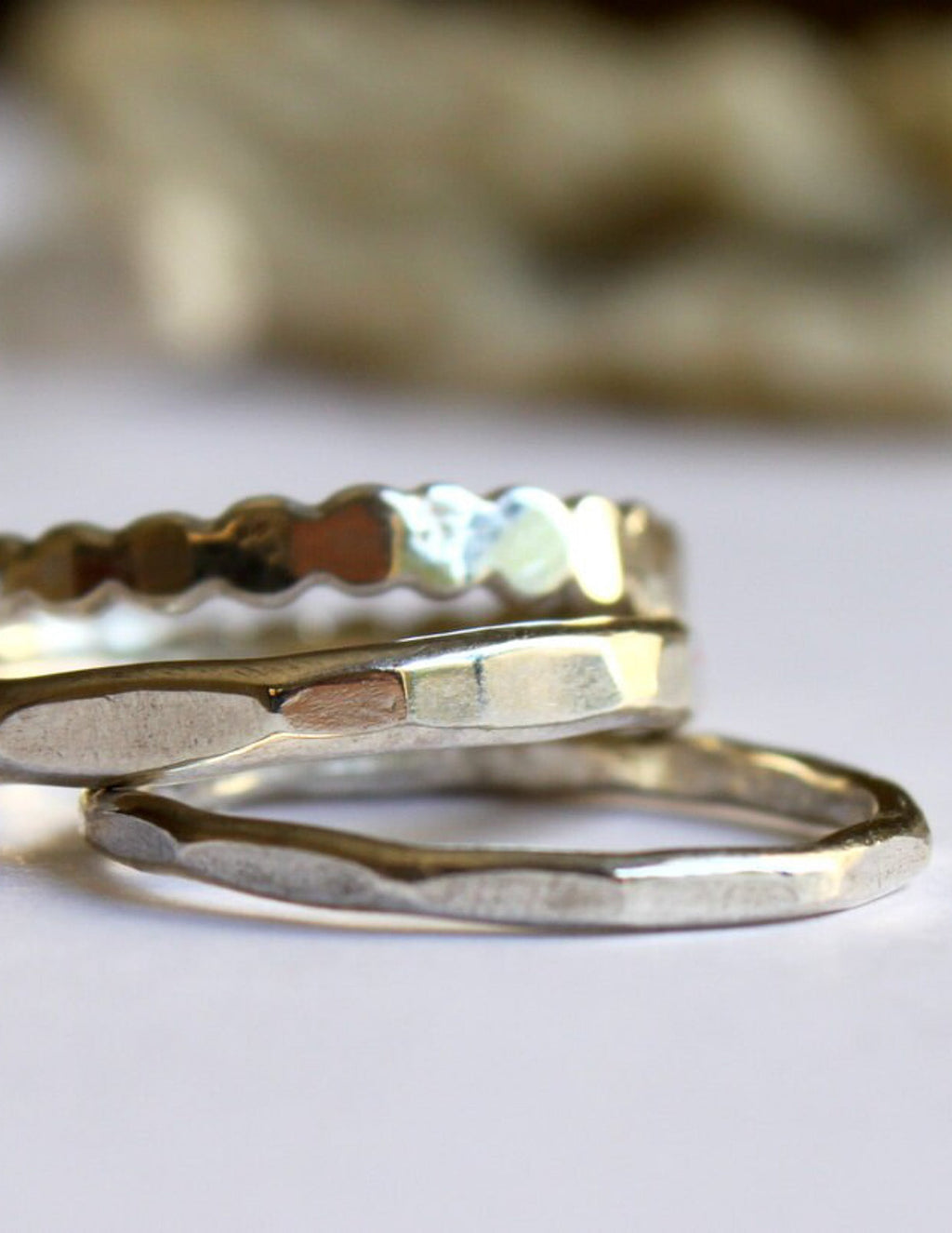 Stacking Rings: Dots, Hammered and Textured Rings (set of 3)