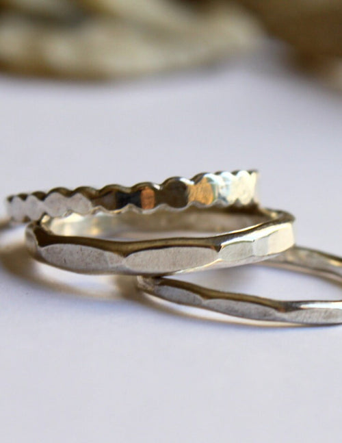 Stacking Rings: Dots, Hammered and Textured Rings (set of 3)