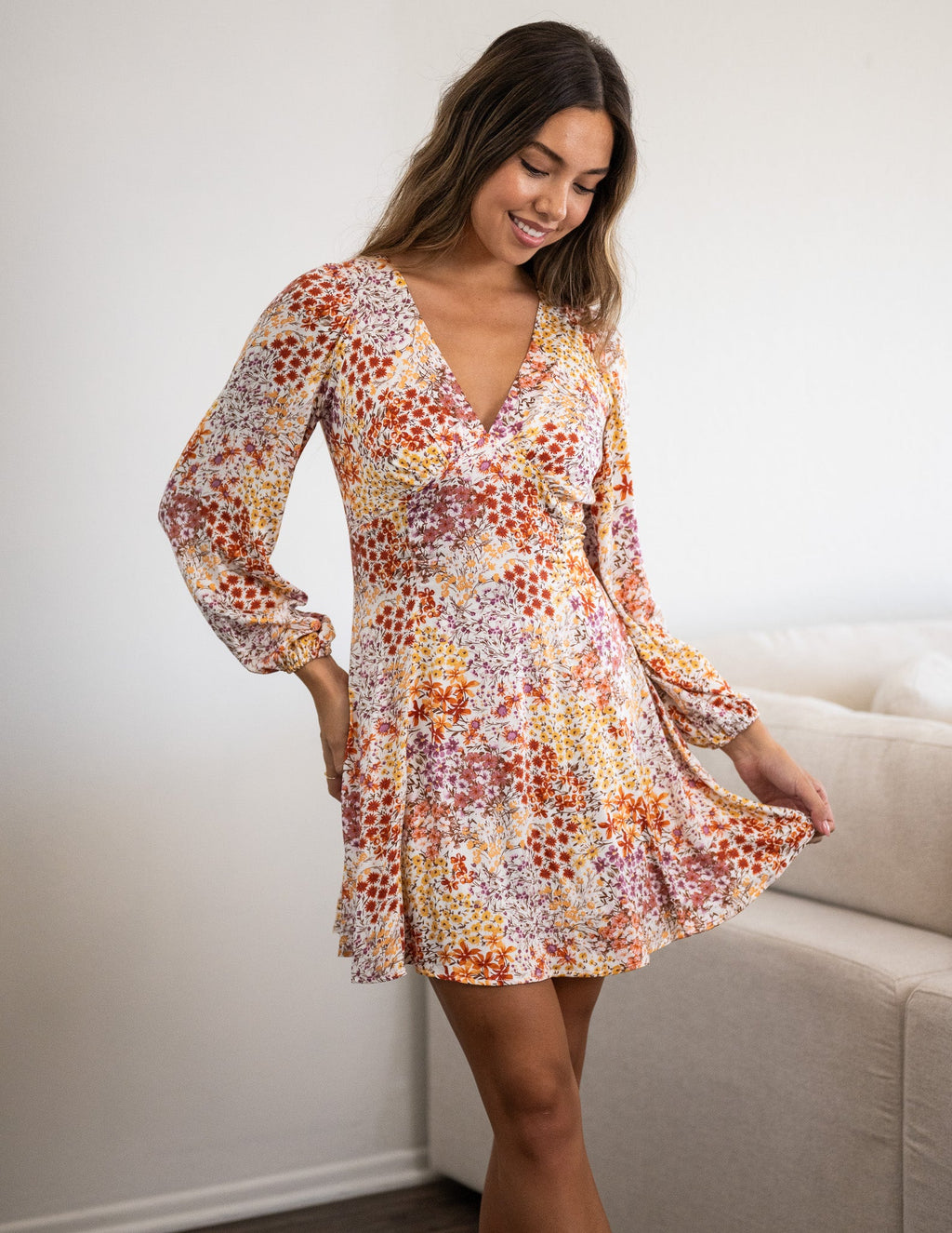 Tencel Gabrielle Long Sleeve Mini Dress