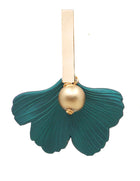 THE DAPHNE Gold Bar & Emerald Green Ginkgo Leaf Earrings