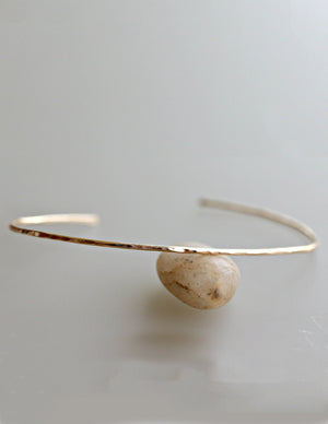 Thin Cuff Bracelet, Hammered Gold Open Bangle
