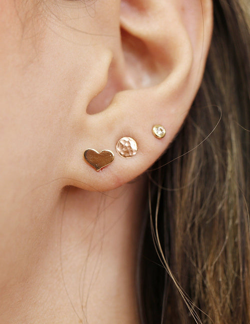 Tiny Heart Gold Stud Earrings