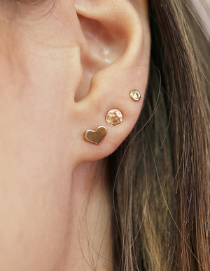 Tiny Heart Gold Stud Earrings