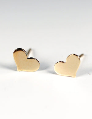 Tiny Heart Gold Stud Earrings