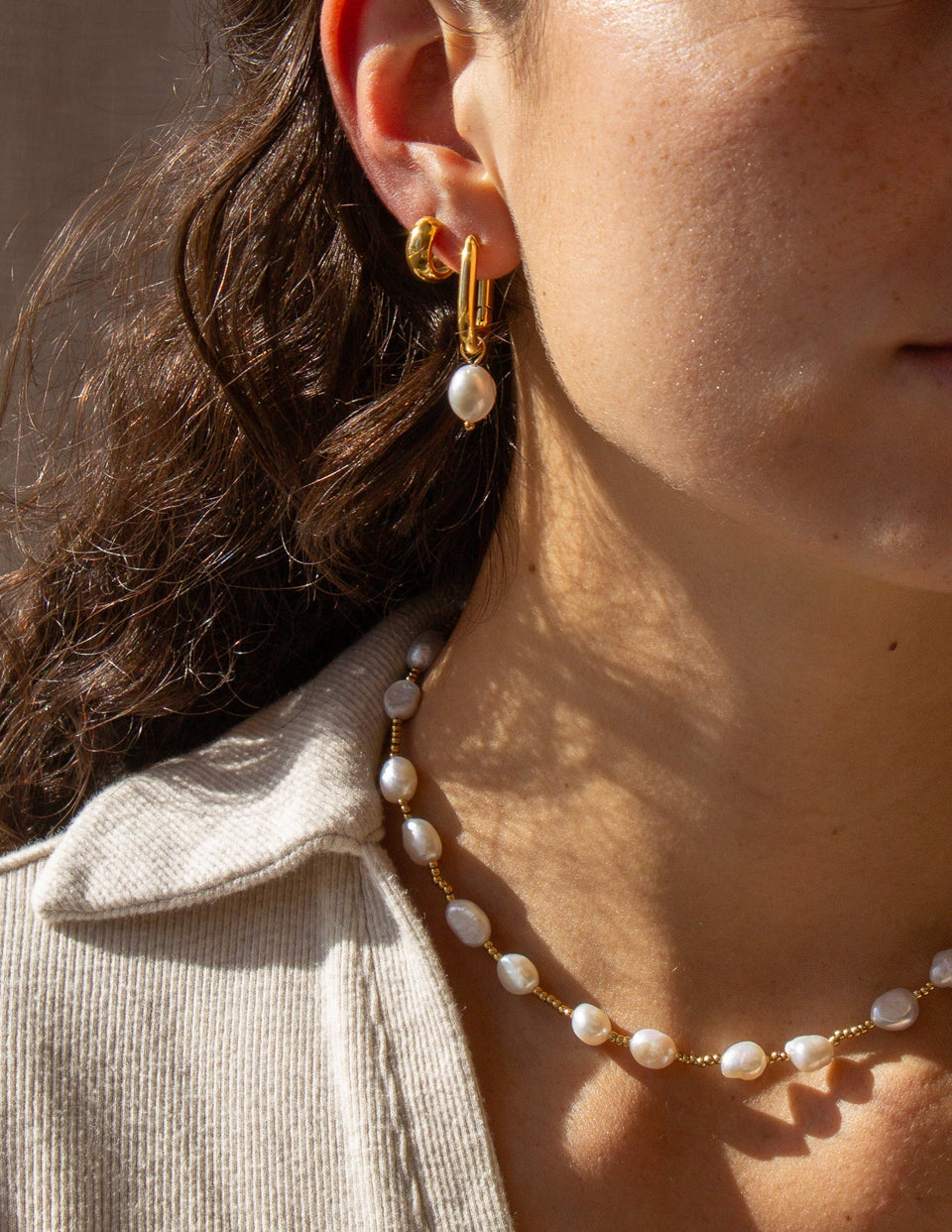 Vesta Pearl Hoop Earrings