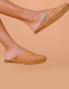 Woven Slide in Honey With Stripes