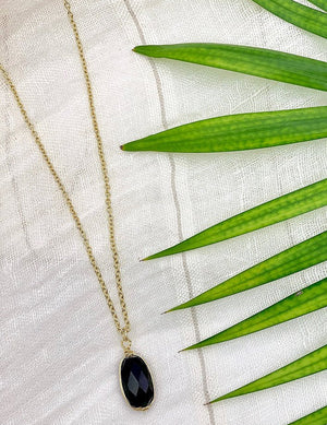 Black Quartz Pendant Necklace