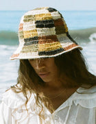 Crocheted Multicolor Checkered Bucket Hat