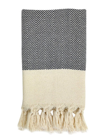 Slate + Salt Herringbone Turkish Hand Towel, Navy