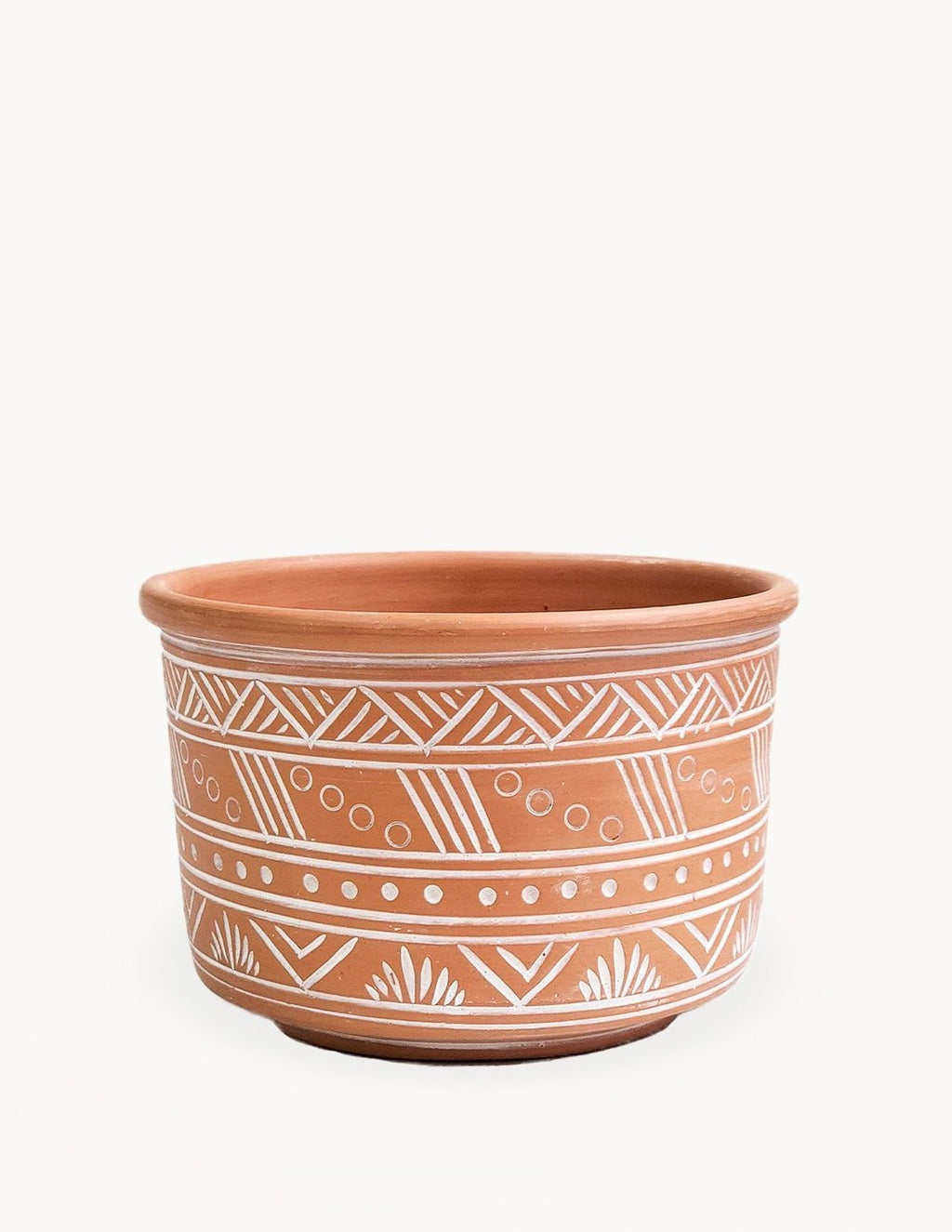Large Hand Etched Terracotta Pot