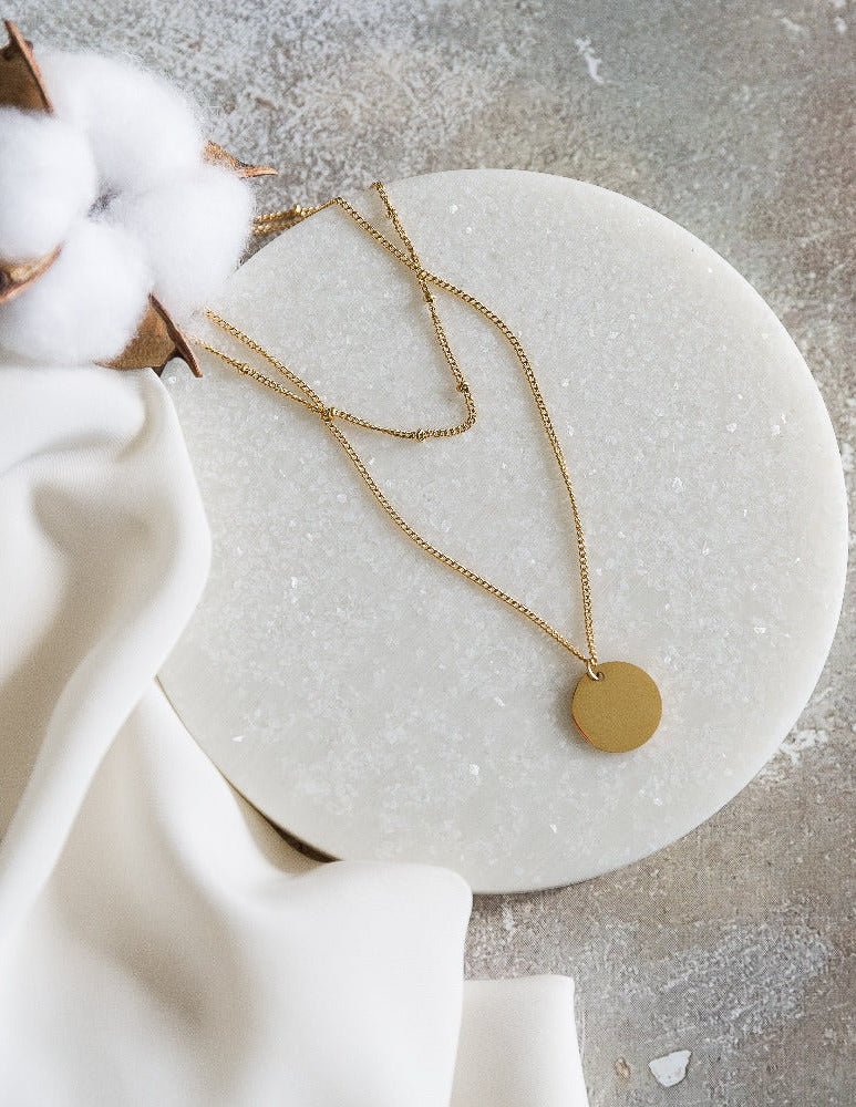 Buy Large Satin Circle Pendant Necklace in Gold Filled or Sterling Silver,  Matte Round Disk Charm Necklace, Gift for Her Online in India - Etsy